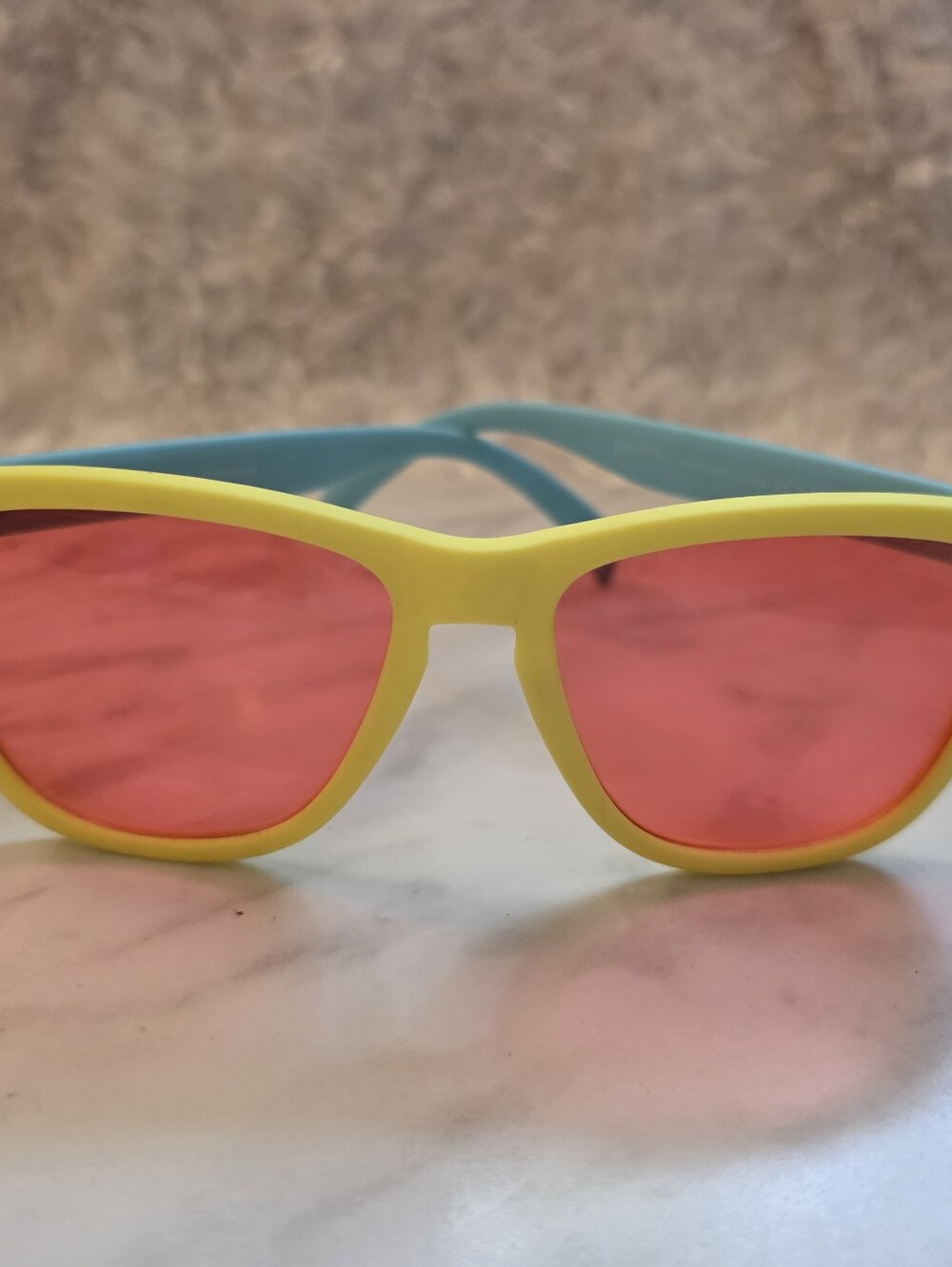 Yellow Frame Sunglasses with Pink Lenses☆